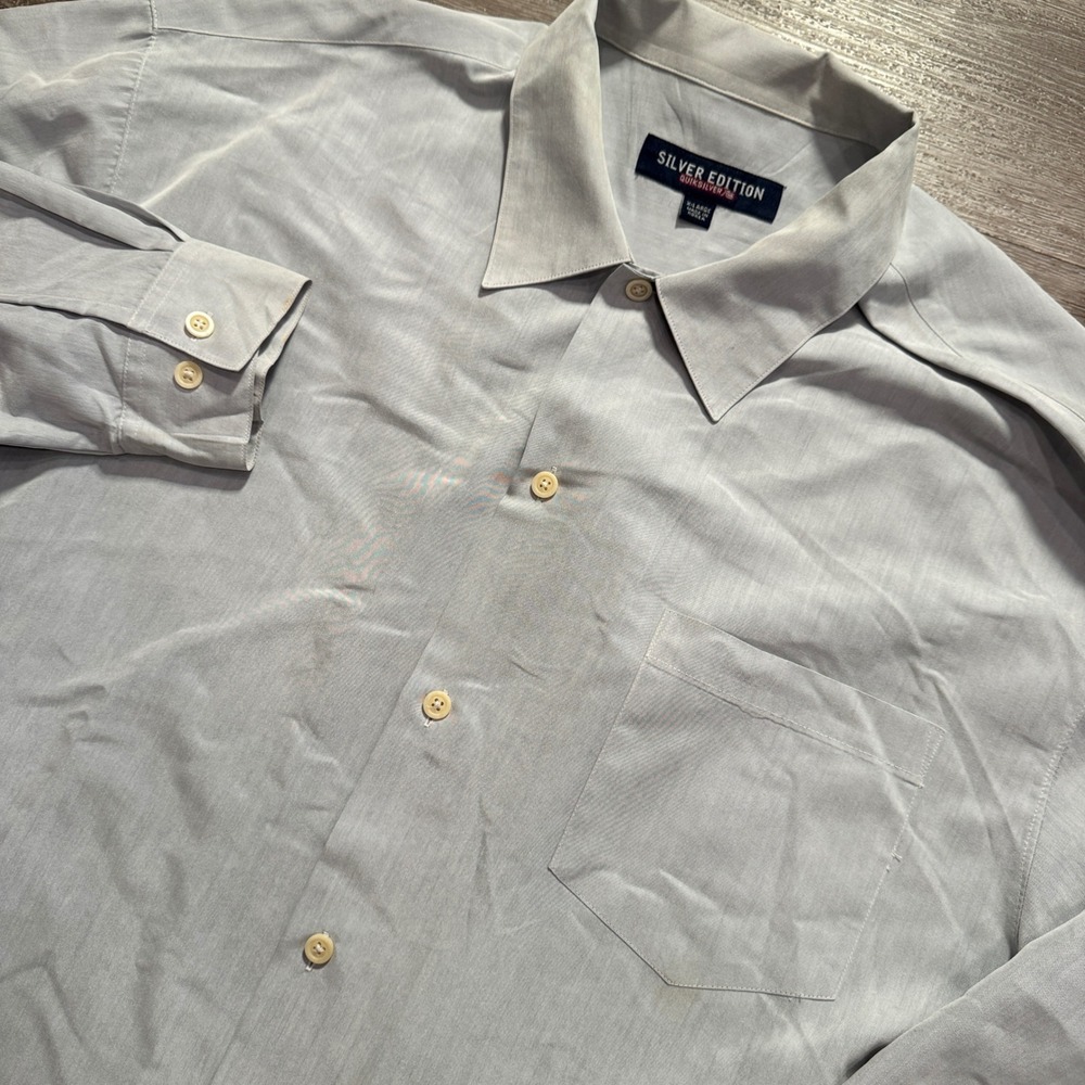 Quiksilver Silver Edition Shirt Mens XL Gray Button UP Y2K Costal Vintage Casual